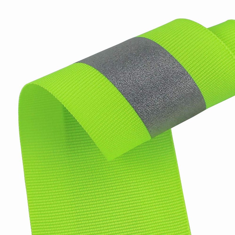 JINBING Silver Sew On Reflective Tape for Chothing Safety Fabric Webbing Trim Strip Green 2" x 16ft - Image 2